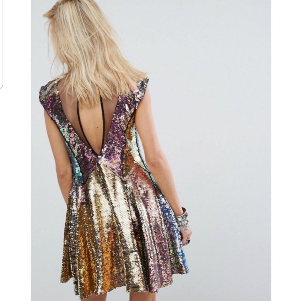 NWT Free People Dance til Dawn rainbowsequin dress - Picture 2 of 5